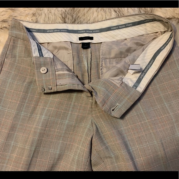 Express Design Studio Bootcut Plaid Trousers - Picture 2 of 2